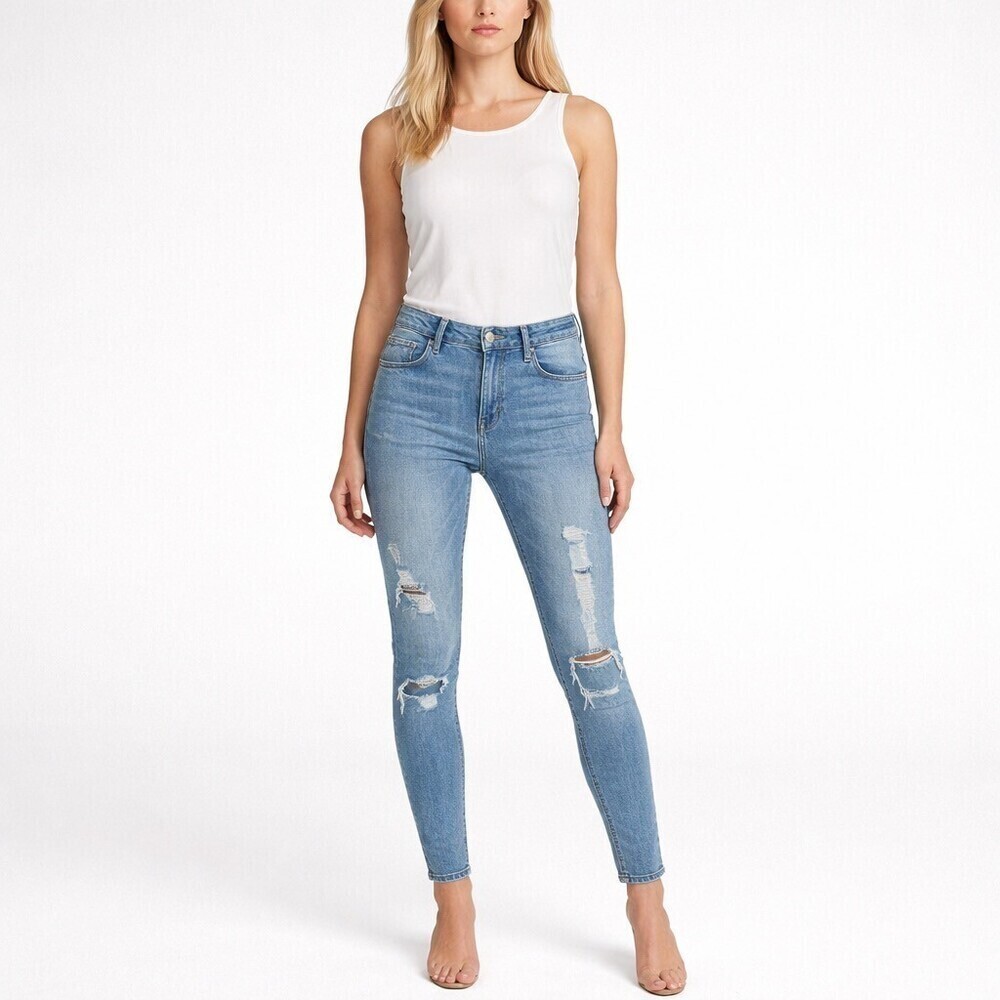Frame Womens Le Garçon Skinny Jeans Size 28 Blue Belden Rips Distressed Denim